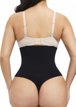 Load image into Gallery viewer, Black Seamless Body Shaper Thong 4 Steel Bone Natural Shaper
